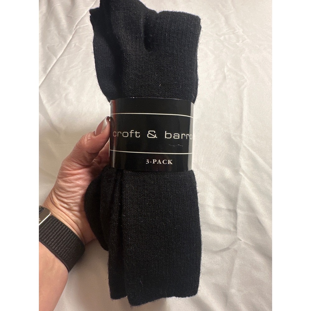 Croft & Barrow Mens Crew Socks 3-Pack Black Size 10-13 USA Made 052 74 996